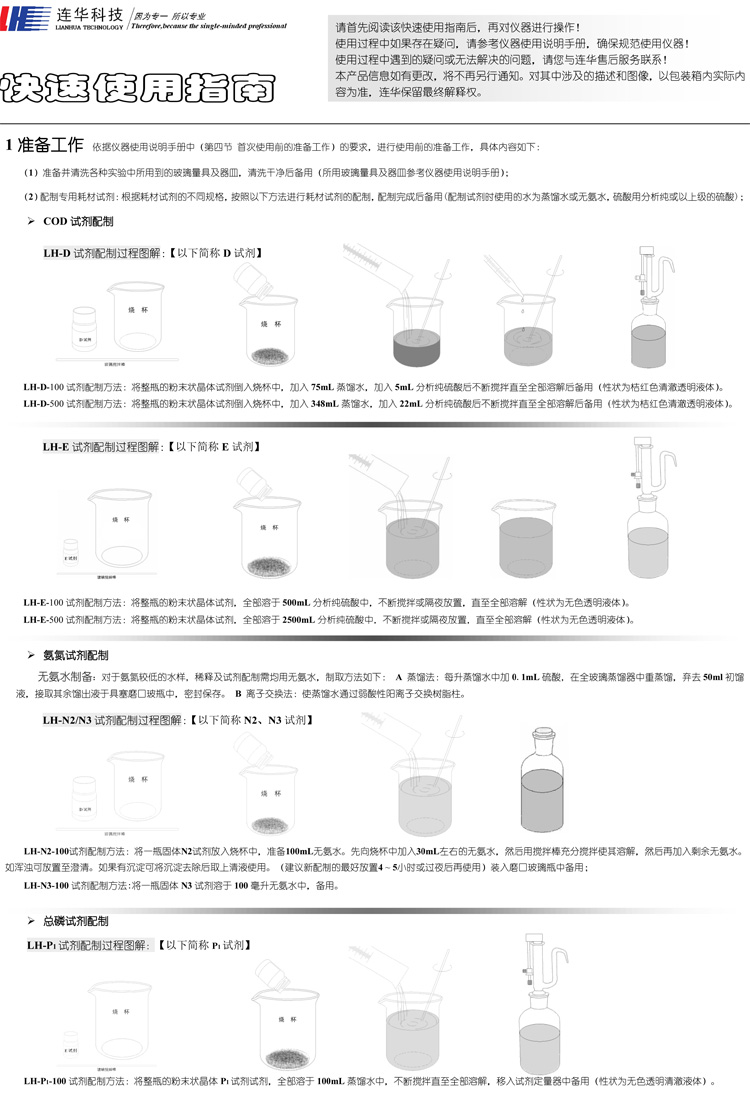 連華科技COD、氨氮、總磷、濁度等多參數水質分析儀5B-3B型(V8)快速入門手冊